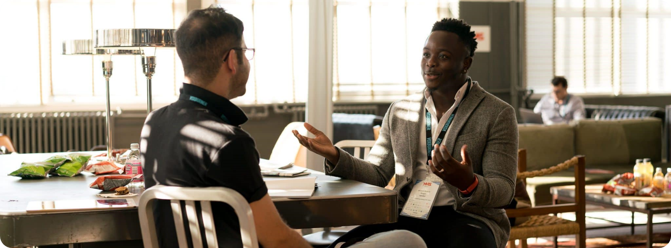 Two men having a lunch meeting